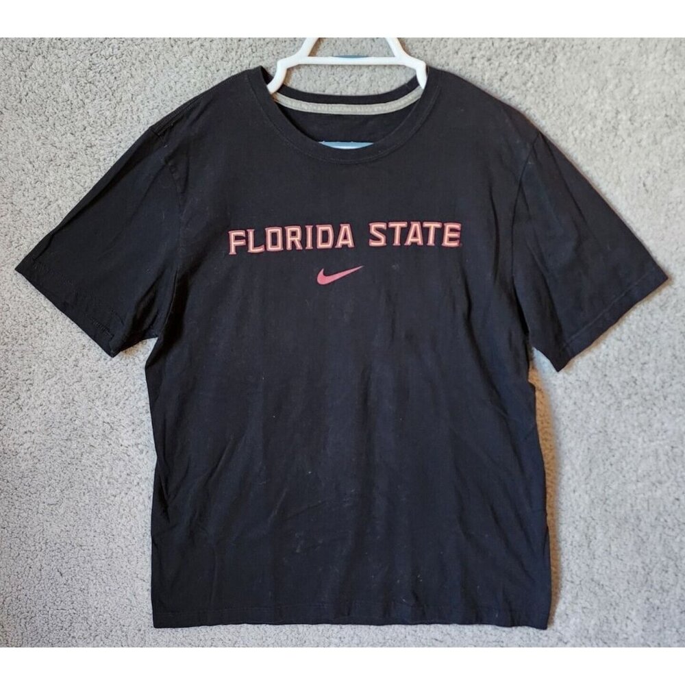 NIKE Florida State Seminoles Black Basic Swoosh Graphic T Shirt Size Large